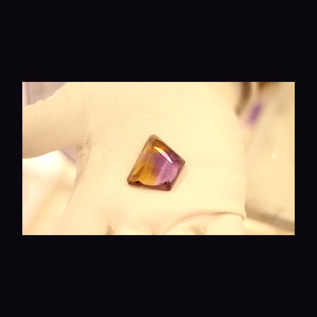 Ametrine, purple and yellow-orange in one stone quartz mineral specimen
