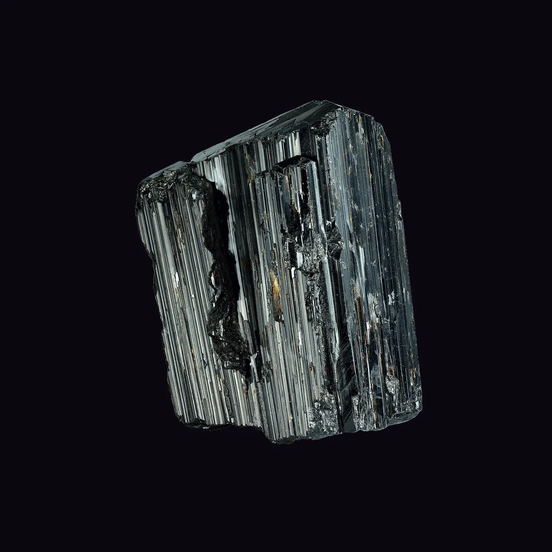 Black Tourmaline, opaque black and blue-black silicate mineral specimen