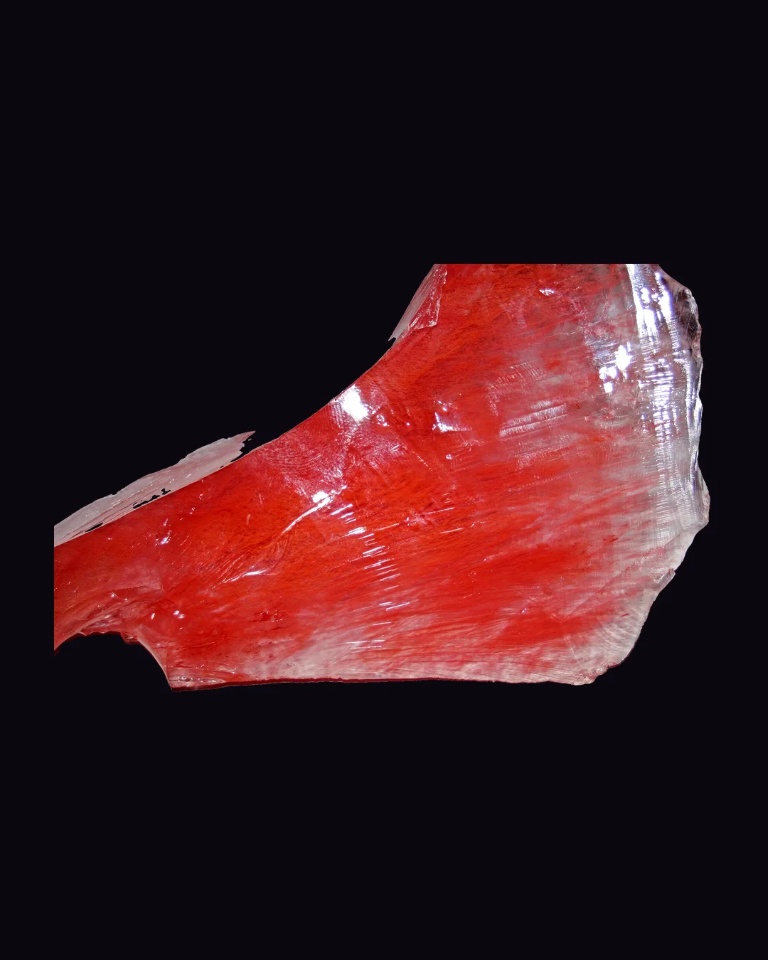 Cherry Quartz, cherry red and pink-red man-made mineral specimen