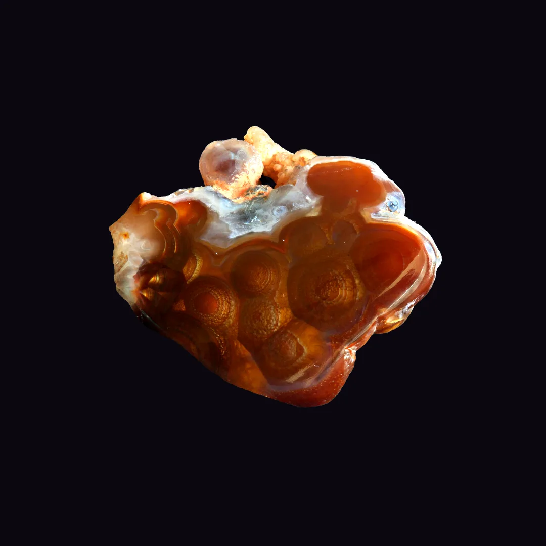 Fire Agate, brown body with red, gold, green and blue iridescent flashes chalcedony mineral specimen