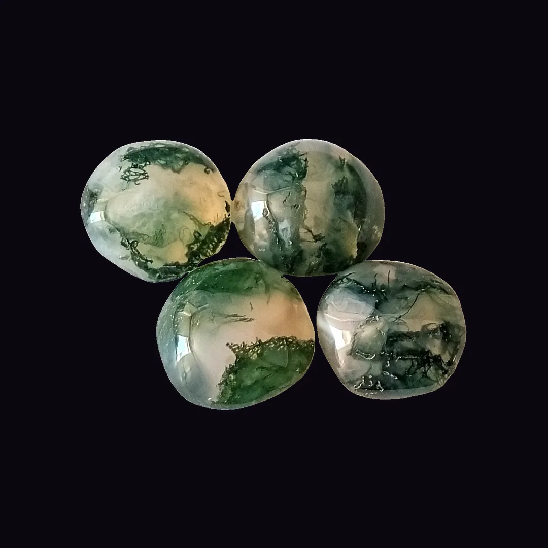Moss Agate, colorless to milky white with green, black or red-brown inclusions chalcedony mineral specimen