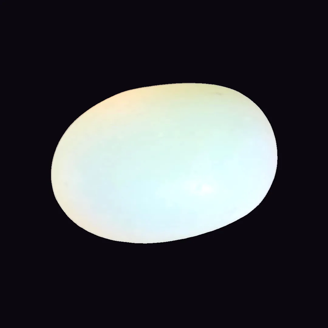 Opalite, milky white with blue sheen and translucent lavender-white man-made mineral specimen