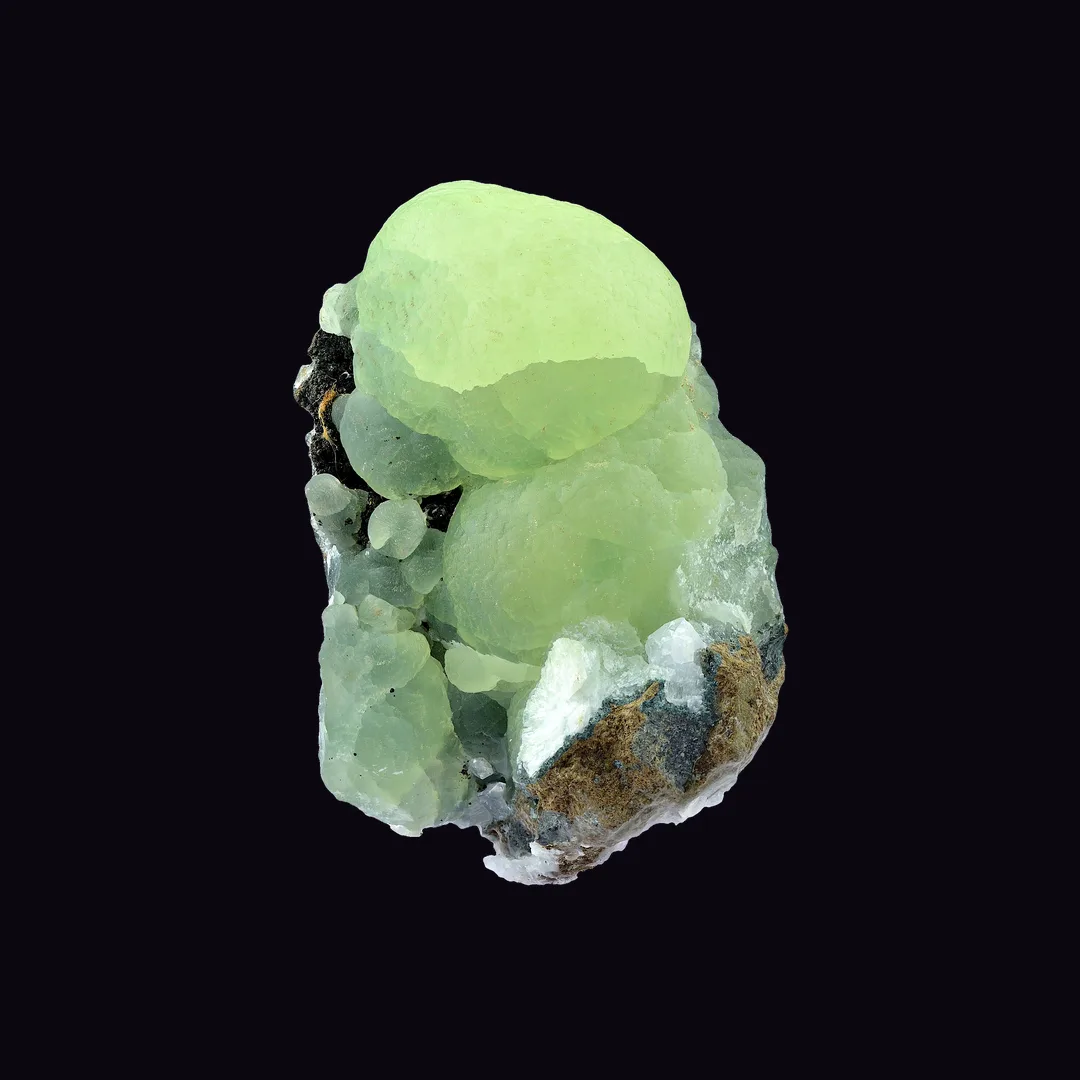 Prehnite, pale yellow-green and mint silicate mineral specimen Prehnite, pale yellow-green and mint silicate mineral specimen