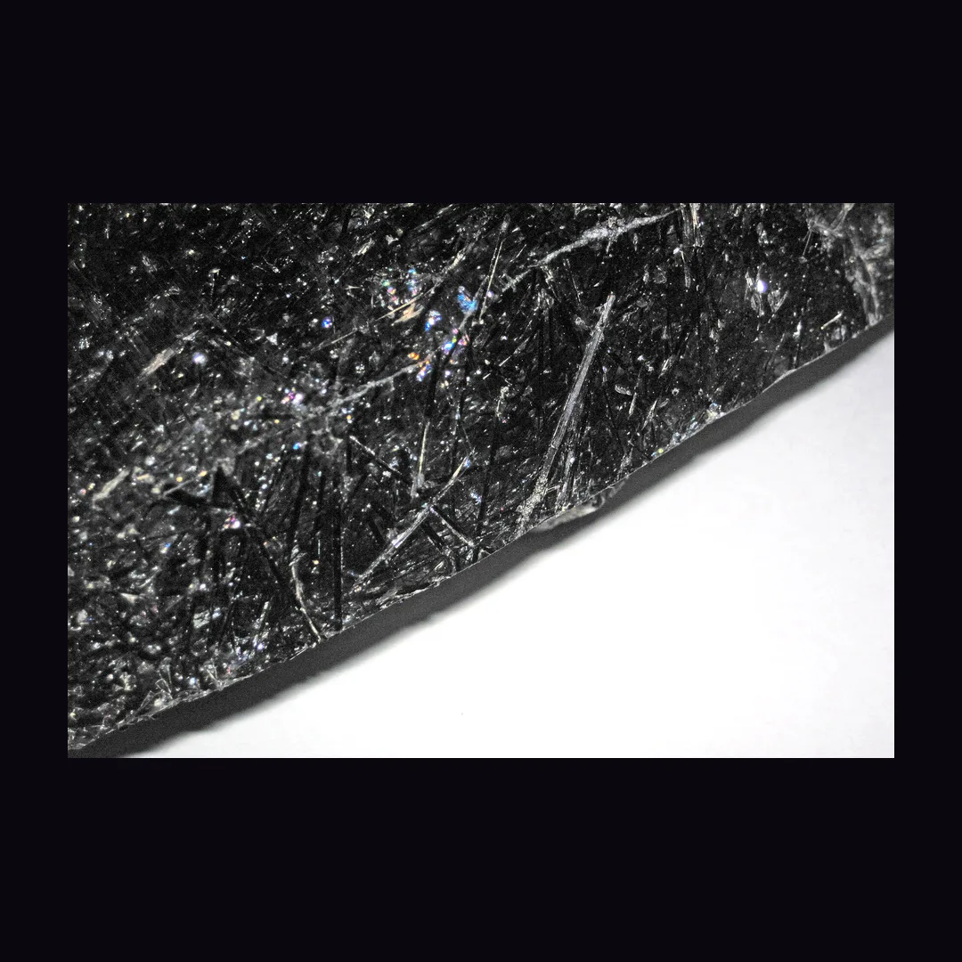 Tourmalinated Quartz, clear or milky white body with black needles quartz mineral specimen