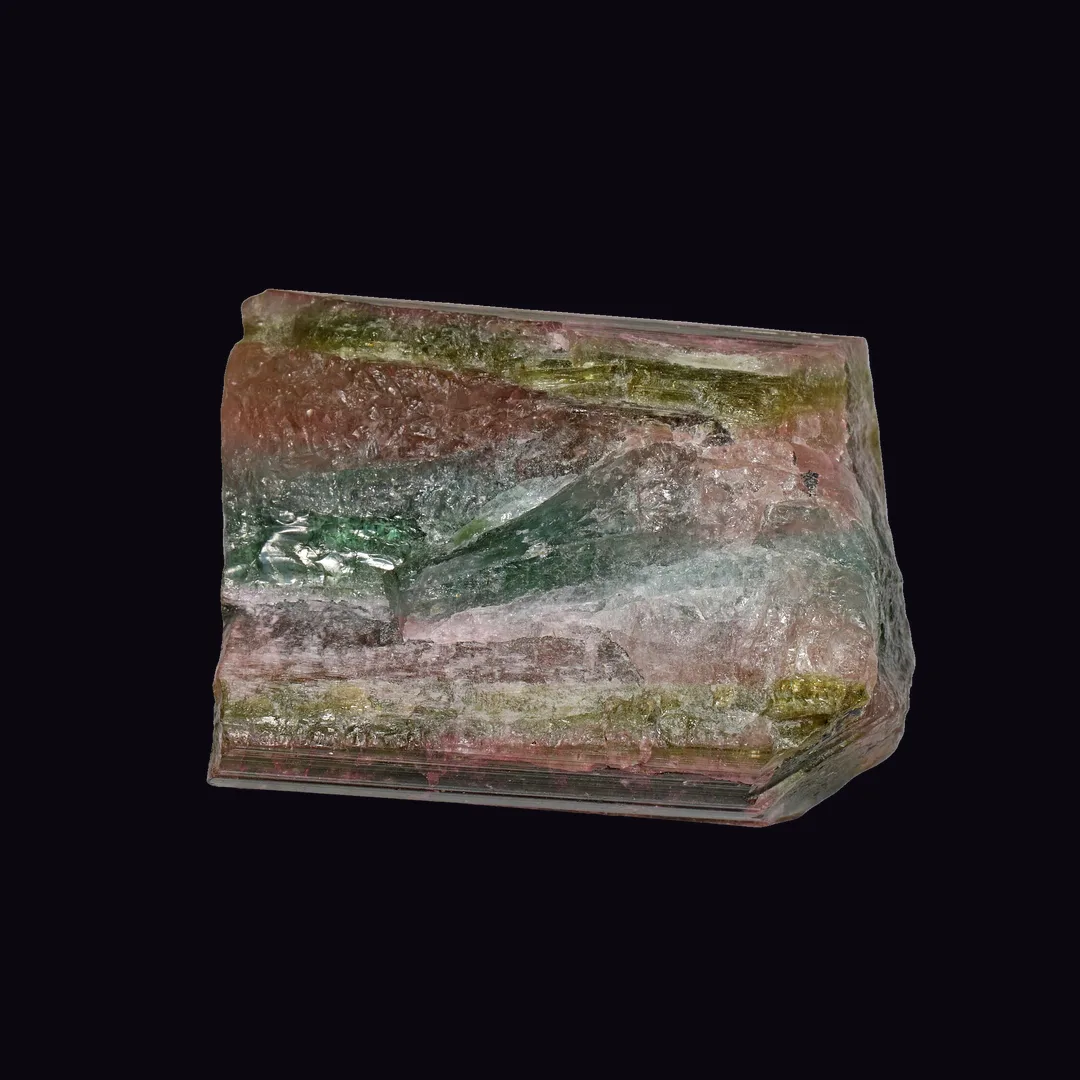 Watermelon Tourmaline, pink core with green rim and green core with pink rim silicate mineral specimen